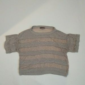 Beige woven knit blouse